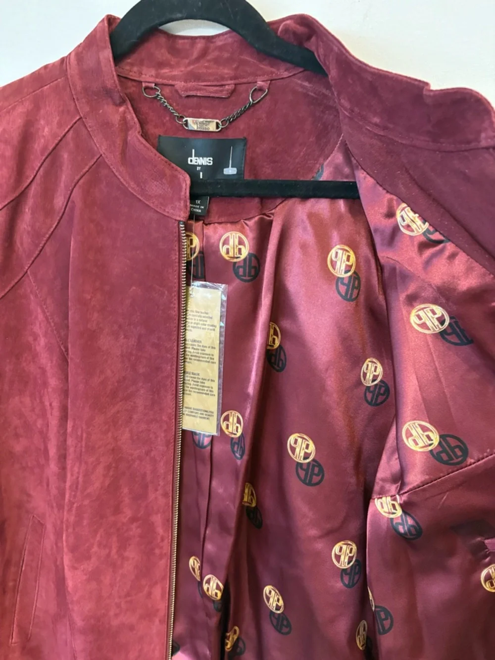 DENNIS BASSO nwt suede 1x biker maroon red jacket NEW